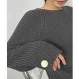 チャコールグレー | 上品溢れるアクセント。袖ボタンKNIT | futier land