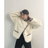 ふんわり大人かわいい。配色パイピングノーカラーボアコート | futier land | 詳細画像17