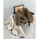 ふんわり大人かわいい。配色パイピングノーカラーボアコート | futier land | 詳細画像21