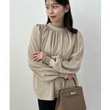 グレージュ | 裏起毛あたたかい。ハイネックバルーンスリーブブラウス | futier land