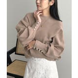上品な大人のキレイめスタイル。袖口パールドルマンニット | futier land | 詳細画像18