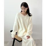 フワフワ抜け感あるVネック。モヘアタッチ裾リブシャギーニット | futier land | 詳細画像28 