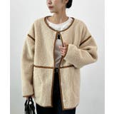 ベージュ | こなれ配色で差がつく。配色パイピングボアブルゾン | futier land