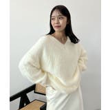 フワフワ抜け感あるVネック。モヘアタッチ裾リブシャギーニット | futier land | 詳細画像30 