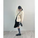 ふんわり大人かわいい。配色パイピングノーカラーボアコート | futier land | 詳細画像19