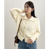 アイボリー | 甘すぎない可愛さを纏う。ふわもこビジューボタンカーディガン | futier land