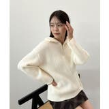 アイボリー | ジップで魅せるこなれニット。ハーフジップニットプルオーバー | futier land