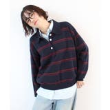 ネイビー | 《ABYS》こなれボーダーでラフにきめる。襟付きボーダーポロニットトップス | futier land