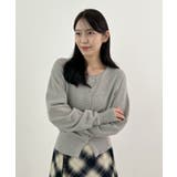 金ボタンが上品さが生まれる。ゴールドボタンラウンドネックニットカーディガン | futier land | 詳細画像42 