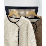 ふんわり大人かわいい。配色パイピングノーカラーボアコート | futier land | 詳細画像22