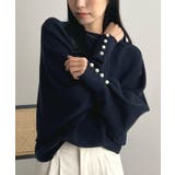 上品な大人のキレイめスタイル。袖口パールドルマンニット | futier land | 詳細画像28