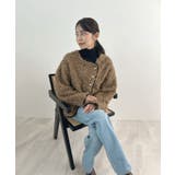 ふんわり大人かわいい。配色パイピングノーカラーボアコート | futier land | 詳細画像10