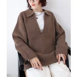 ブラウン | 《ABYS》アルパカタッチ襟付きキーネックプルオーバー | futier land