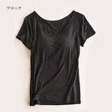 ブラック | カップ付き半袖Tシャツ パッド付き半袖Tシャツ レディース | Gain-Mart