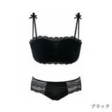 ブラック | レースプリーツ ノンワイヤー ブラショーツ | Gain-Mart