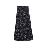 ブラック(001) | 上品で清涼感のある夏の花柄スカート ペインティング花柄ロングスカート スカート | Re:EDIT