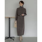 チャコール×ブルー(973) | 前後2WAYハイネック指穴マキシニットワンピース | Re:EDIT