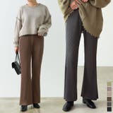 肌触りなめらかでリラクシーな履き心地、美脚見えセミフレアパンツ。 | Re:EDIT | 詳細画像1