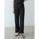 ブラック(001) | インド綿のナチュラルな風合いの美脚パンツ インド綿楊柳ストレートパンツ パンツ | Re:EDIT