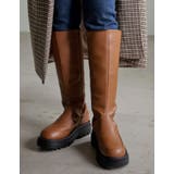 キャメル(007) | トラックソールで、今季旬のモードな足元に エコレザートラックソールロングブーツ | Re:EDIT