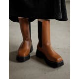 キャメル(007) | 厚底がトレンドライクなサイドゴアブーツ スクエアトゥサイドゴアブーツ シューズ | Re:EDIT