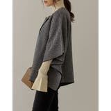 インナー合わせが魅力的なポンチョアウター ダブルフェイスチェックポンチョコート | Re:EDIT | 詳細画像7