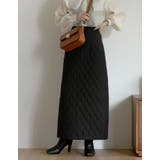 ブラック(001) | こだわりの洗練されたシルエット キルティングIラインロングスカート スカート | Re:EDIT