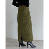 カーキ(018) | こだわりの洗練されたシルエット キルティングIラインロングスカート スカート | Re:EDIT