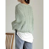 ランダムリブのざっくり編みショートカーデ ケーブル編ショートニットカーディガン | Re:EDIT | 詳細画像15