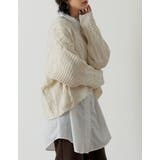 ランダムリブのざっくり編みショートカーデ ケーブル編ショートニットカーディガン | Re:EDIT | 詳細画像24