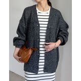 [低身長サイズ有]ビッグシルエットリサイクルMIXニットカラーカーディガン | Re:EDIT | 詳細画像2 