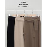 ストレートシルエットの楽ちんニットパンツ ウエストベルト付きニットパンツ パンツ | Re:EDIT | 詳細画像2