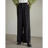 ブラック(001) | コーデを新鮮に見せてくれるストレートパンツ ピーチサテンタックストレートパンツ | Re:EDIT