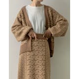 旬の幾何学柄を取り入れたゆったりニットカーディガン | Re:EDIT | 詳細画像17