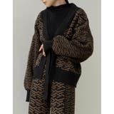 旬の幾何学柄を取り入れたゆったりニットカーディガン | Re:EDIT | 詳細画像3