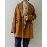 キャメル(007) | ビッグカラーで大人のこなれ感 カットメルトンダブルミドルコート ジャケット | Re:EDIT