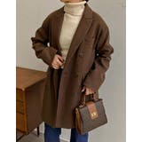 ブラウン(009) | ビッグカラーで大人のこなれ感 カットメルトンダブルミドルコート ジャケット | Re:EDIT