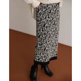 ブラック(001) | ヴィンテージライクな雰囲気を演出 アラベスク柄ニットタイトスカート スカート | Re:EDIT