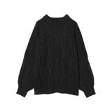ブラック(001) | ツイスト編みでコーデにアクセントを モヘアタッチツイスト編みルーズニットトップス | Re:EDIT