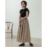 歩くたびに揺れるふんわりシルエットがポイント コットンリネンフレアスカート | Re:EDIT | 詳細画像13