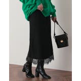 ブラック(001) | トレンドライクに品よく着こなす エンブロイダリーレースタイトスカート スカート | Re:EDIT