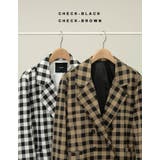 コーデに新鮮な印象を持たせる ブロックチェックダブルブレストテーラードジャケット | Re:EDIT | 詳細画像2
