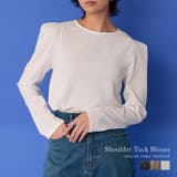 華奢なのに存在感のある肩タックブラウス 楊柳カットソー肩タックブラウス トップス | Re:EDIT | 詳細画像1