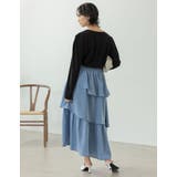 歩くたびに綺麗に揺れるシルエット ランダムティアードシフォンロングスカート | Re:EDIT | 詳細画像26