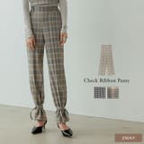 定番柄もこなれたシルエットで チェック柄2WAY裾リボンセンタープレスパンツ | Re:EDIT | 詳細画像1