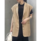 シンプルコーデに羽織るだけで品のある着こなしに リネンタッチテーラードベスト | Re:EDIT | 詳細画像8