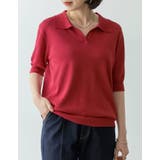 レッド(012) | ベーシックコーデをアップデートするコンパクトシャツ シアーニットポロシャツ | Re:EDIT