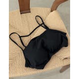 ブラック(001) | カップ付きリブカットソーショートブラトップ | Re:EDIT