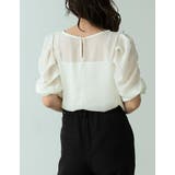 袖ボリュームが品のあるこなれスタイルにぴったり パワーショルダーシアーブラウス | Re:EDIT | 詳細画像9