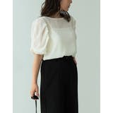 袖ボリュームが品のあるこなれスタイルにぴったり パワーショルダーシアーブラウス | Re:EDIT | 詳細画像10